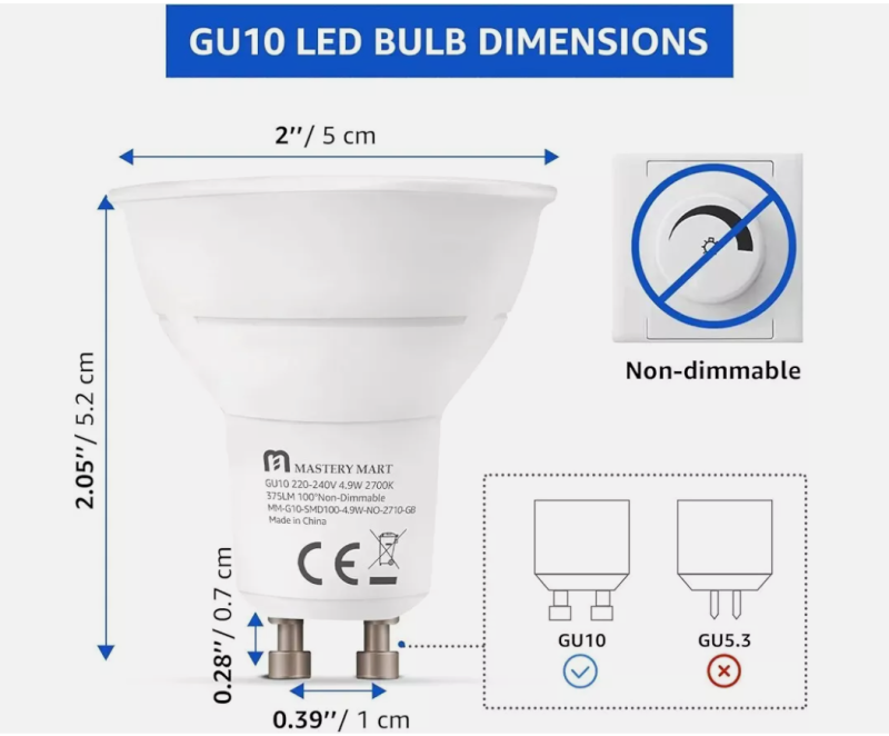 10 Pack 5W Gu10 Led Bulbs Spot Light Lamps Soft White / Down Light UK - Image 3